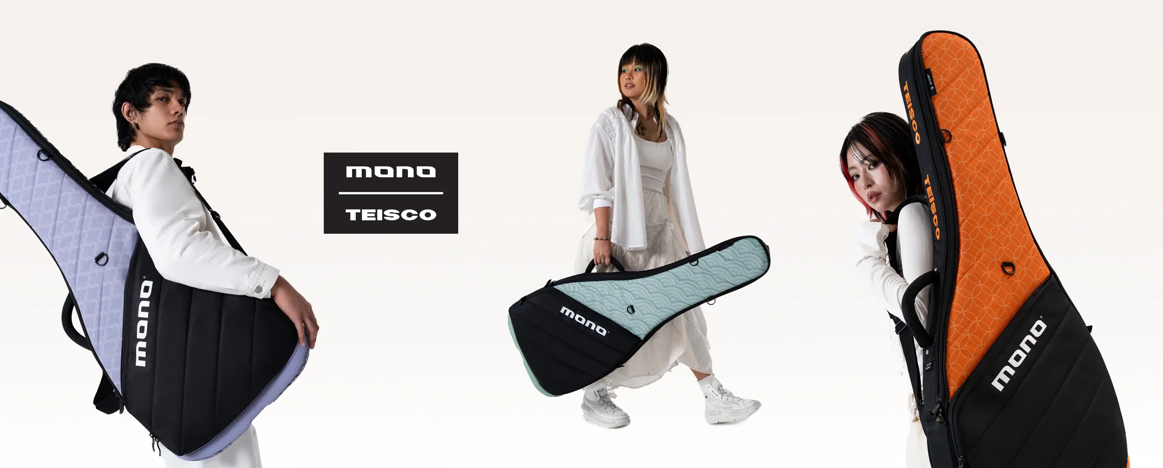 MONO x Teisco Vertigo Electric cases in Lavender, Orange and Sage